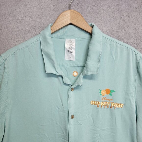 Disney Shirt Adult XL Teal Old Key West Resort Button Down Camp Collared - Picture 4 of 9